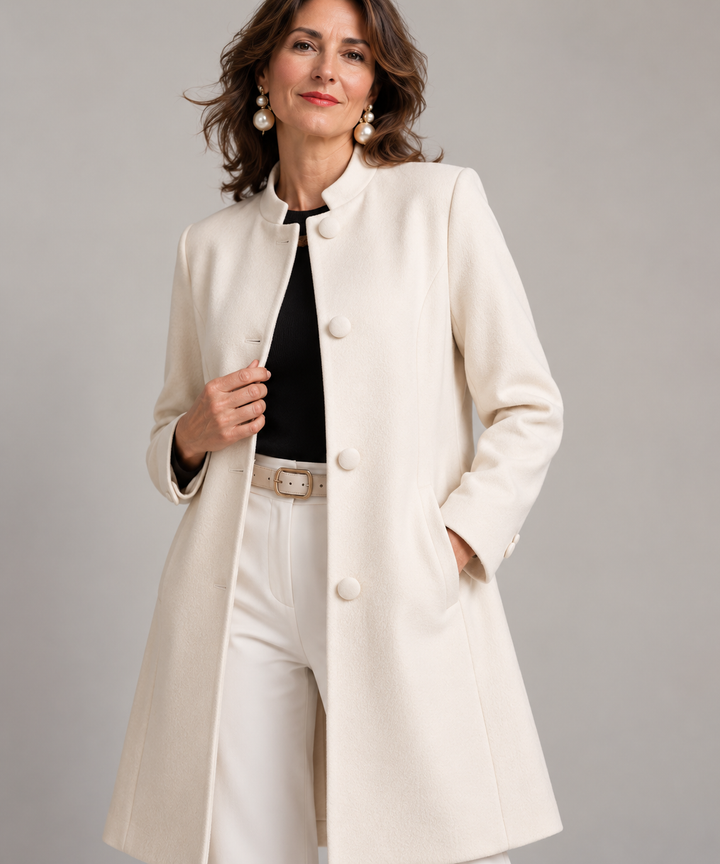Clara™ | Eleganter Damenmantel mit Stehkragen und taillierter Passform