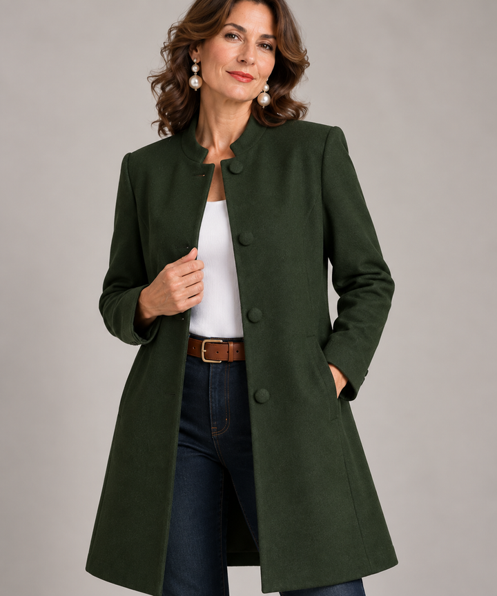 Clara™ | Eleganter Damenmantel mit Stehkragen und taillierter Passform