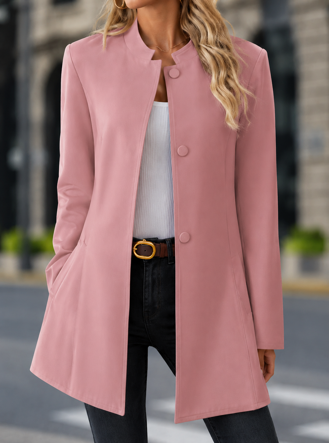 Clara™ | Eleganter Damenmantel mit Stehkragen und taillierter Passform