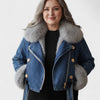 Thyra™ | Denimjakke med Faux Pelsfor